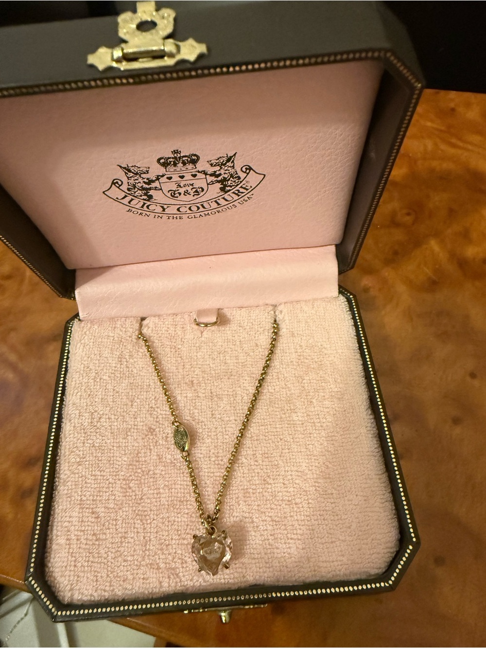 Juicy Couture Gold-Tone Necklace with Clear Heart Crystal
